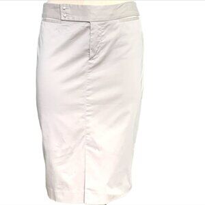 GAP Stretch Pencil Skirt Light Khaki/Taupe Beige Rhinestone Buttons Sz 6 #58L